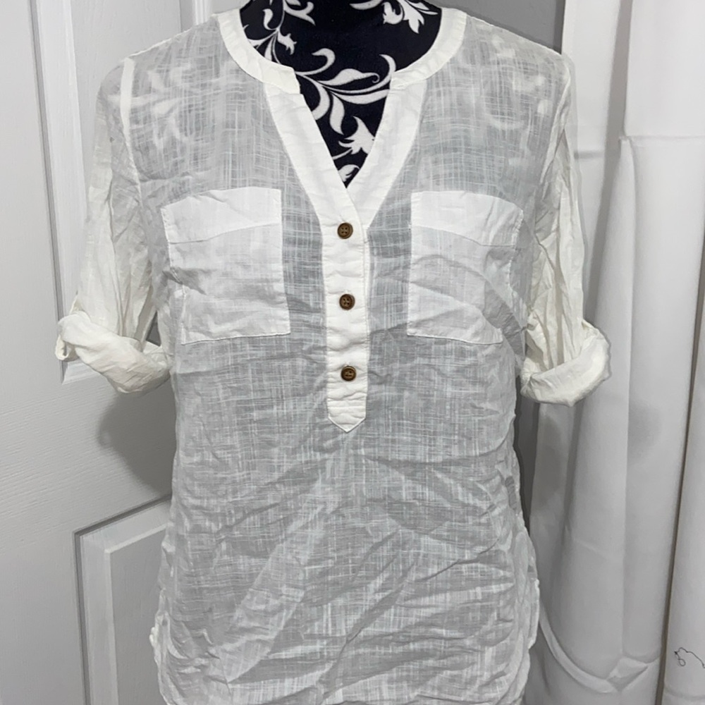 Croft & Barrow popover roll sleeve top
